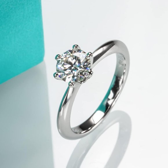 Moissanite 2ct Solitaire Engagement White Gold Plated Ring  Diamond - Picture 3 of 8